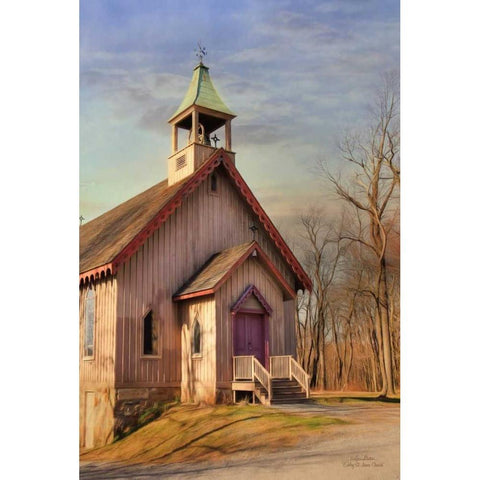 Eckley St. James Church White Modern Wood Framed Art Print by Deiter, Lori