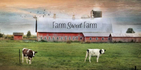 Farm Sweet Farm White Modern Wood Framed Art Print with Double Matting by Deiter, Lori