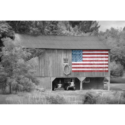 Patriotic Farm I Gold Ornate Wood Framed Art Print with Double Matting by Deiter, Lori