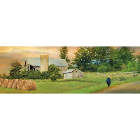 Amish Barefoot Farmer White Modern Wood Framed Art Print by Deiter, Lori