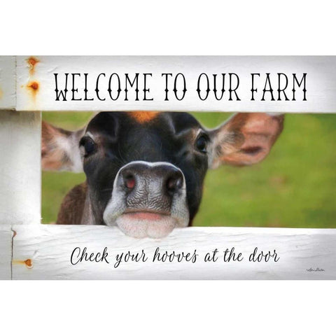 Welcome Cow Black Modern Wood Framed Art Print with Double Matting by Deiter, Lori