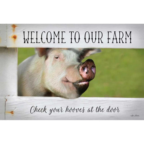 Welcome Pig White Modern Wood Framed Art Print by Deiter, Lori