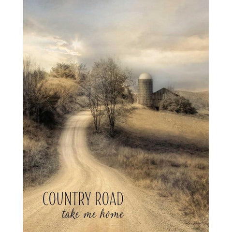 Country Road Take Me Home Gold Ornate Wood Framed Art Print with Double Matting by Deiter, Lori