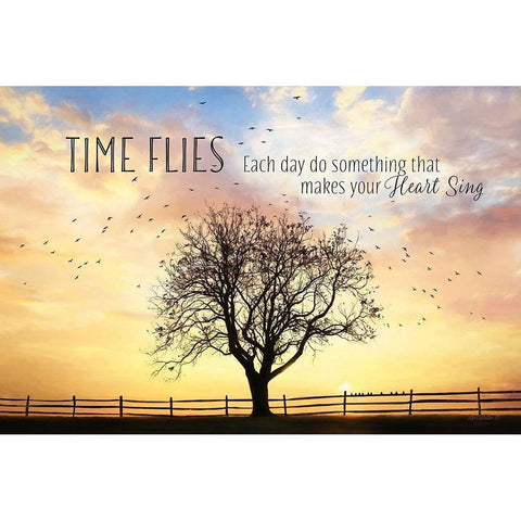 Time Flies Gold Ornate Wood Framed Art Print with Double Matting by Deiter, Lori