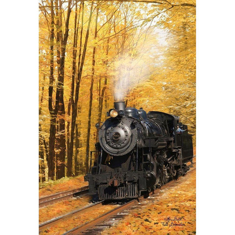 Fall Locomotive White Modern Wood Framed Art Print by Deiter, Lori