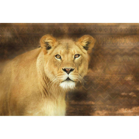 Tribal Lioness Gold Ornate Wood Framed Art Print with Double Matting by Deiter, Lori