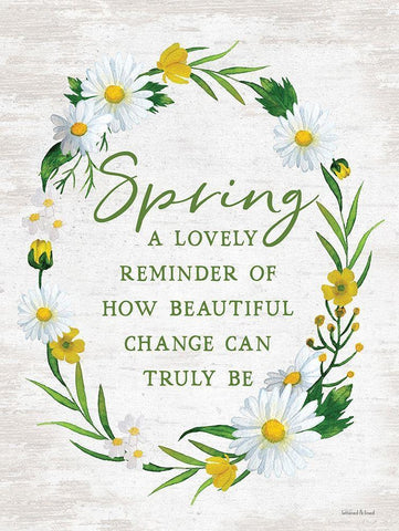 Spring Reminder White Modern Wood Framed Art Print with Double Matting by Lettered and Lined