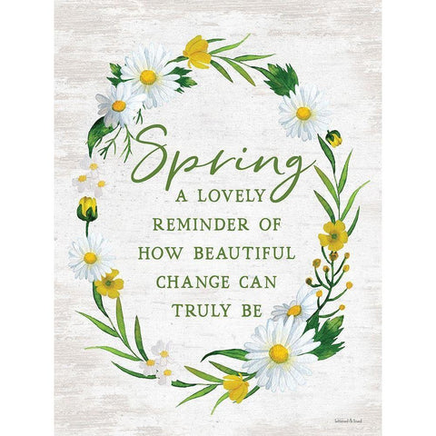 Spring Reminder Black Modern Wood Framed Art Print by Lettered and Lined