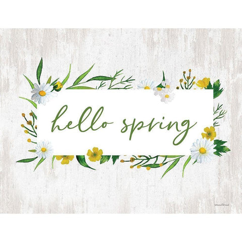 Hello Spring White Modern Wood Framed Art Print by Lettered and Lined