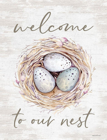 Welcome to Our Nest White Modern Wood Framed Art Print with Double Matting by Lettered and Lined