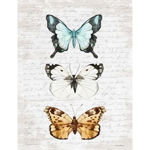 Butterfly Trio Black Modern Wood Framed Art Print by Lettered and Lined