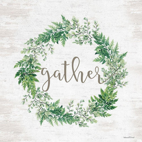 Gather Wreath Black Modern Wood Framed Art Print with Double Matting by Lettered and Lined