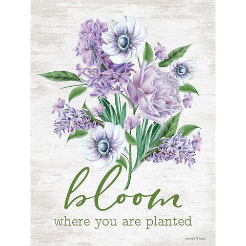 Bloom Where You Are Planted White Modern Wood Framed Art Print by Lettered and Lined