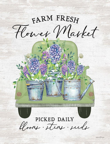 Flower Market - Hyacinths White Modern Wood Framed Art Print with Double Matting by Lettered and Lined