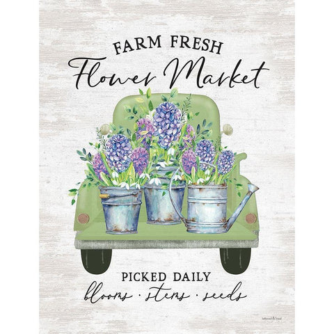 Flower Market - Hyacinths Black Modern Wood Framed Art Print by Lettered and Lined