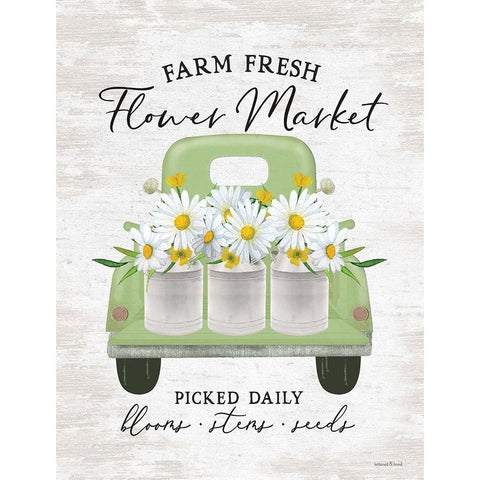 Flower Market - Daisies Black Modern Wood Framed Art Print by Lettered and Lined