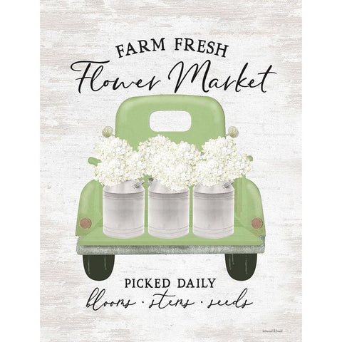 Flower Market - Hydrangeas Black Modern Wood Framed Art Print with Double Matting by Lettered and Lined