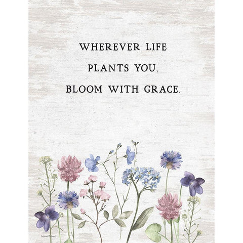 Bloom with Grace Gold Ornate Wood Framed Art Print with Double Matting by Lettered and Lined