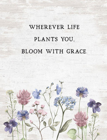 Bloom with Grace Black Ornate Wood Framed Art Print with Double Matting by Lettered and Lined