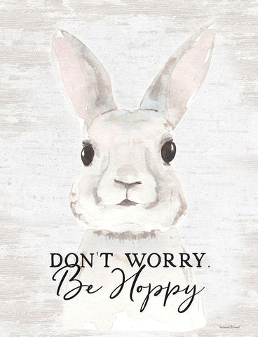 Be Hoppy Bunny Black Ornate Wood Framed Art Print with Double Matting by Lettered and Lined