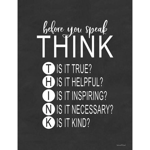Think Before You Speak Gold Ornate Wood Framed Art Print with Double Matting by Lettered and Lined