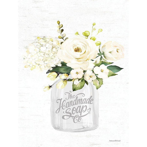 Bathroom Flower Jar White Modern Wood Framed Art Print by Lettered and Lined