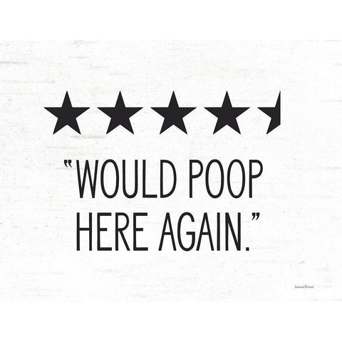 Would Poop Here Again White Modern Wood Framed Art Print by Lettered and Lined