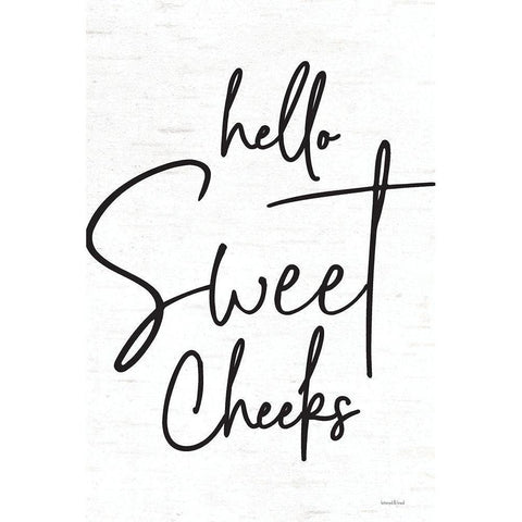 Hello Sweet Cheeks Black Modern Wood Framed Art Print with Double Matting by Lettered and Lined