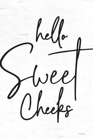 Hello Sweet Cheeks White Modern Wood Framed Art Print with Double Matting by Lettered and Lined