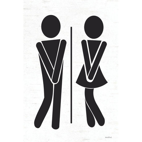 Unisex Bathroom Black Modern Wood Framed Art Print by Lettered and Lined