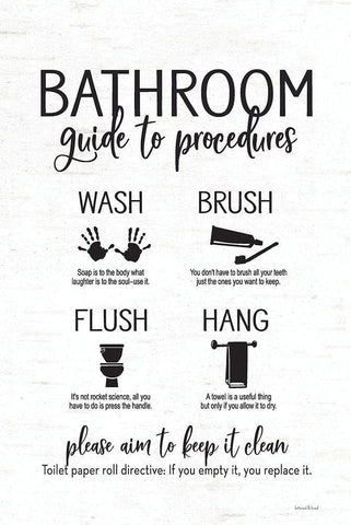 Bathroom Guide White Modern Wood Framed Art Print with Double Matting by Lettered and Lined