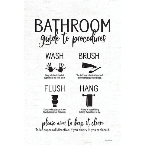 Bathroom Guide Gold Ornate Wood Framed Art Print with Double Matting by Lettered and Lined