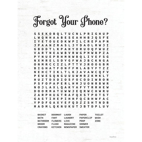 Forgot Your Phone? Black Modern Wood Framed Art Print with Double Matting by Lettered and Lined