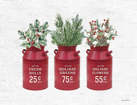 Holiday Greenery White Modern Wood Framed Art Print with Double Matting by Lettered and Lined