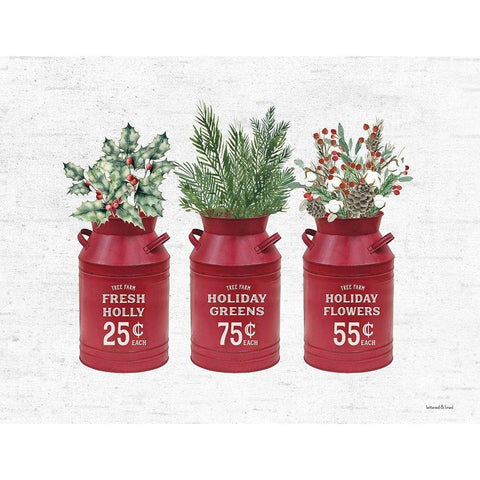 Holiday Greenery Gold Ornate Wood Framed Art Print with Double Matting by Lettered and Lined