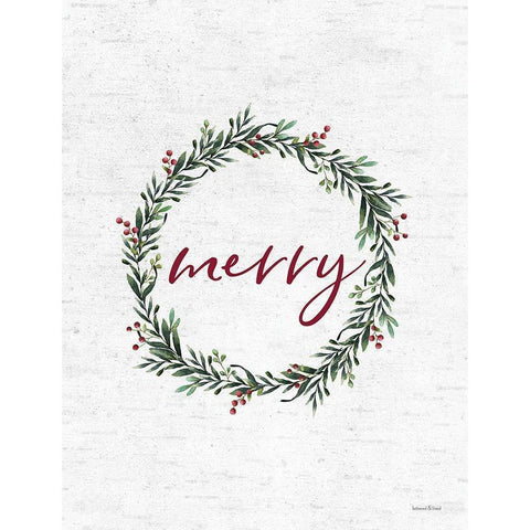 Merry Wreath Black Modern Wood Framed Art Print with Double Matting by Lettered and Lined