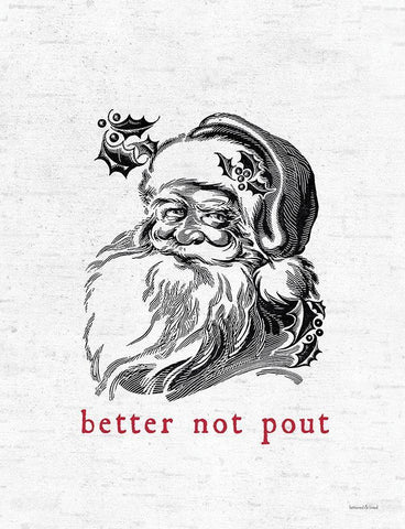 Better Not Pout Santa White Modern Wood Framed Art Print with Double Matting by Lettered and Lined