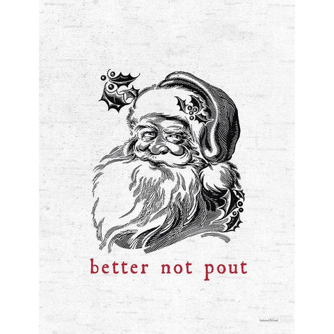 Better Not Pout Santa White Modern Wood Framed Art Print by Lettered and Lined