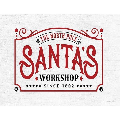 Santas Workshop Gold Ornate Wood Framed Art Print with Double Matting by Lettered and Lined