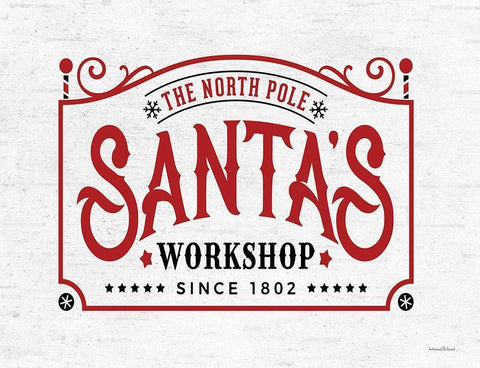 Santas Workshop Black Ornate Wood Framed Art Print with Double Matting by Lettered and Lined