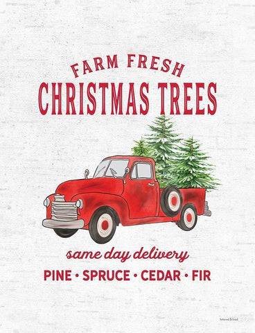 Christmas Trees Delivery Truck White Modern Wood Framed Art Print with Double Matting by Lettered and Lined