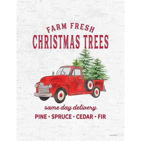 Christmas Trees Delivery Truck Gold Ornate Wood Framed Art Print with Double Matting by Lettered and Lined