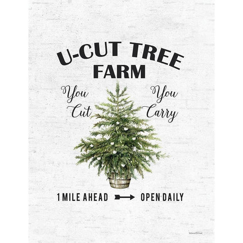 U-Cut Tree Farm White Modern Wood Framed Art Print by Lettered and Lined