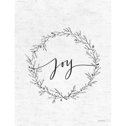 Simple Joy Wreath White Modern Wood Framed Art Print by Lettered and Lined