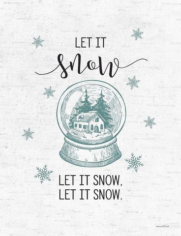 Let It Snow Black Ornate Wood Framed Art Print with Double Matting by Lettered and Lined