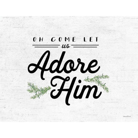 Oh Come Let Us Adore Him Black Modern Wood Framed Art Print by Lettered and Lined