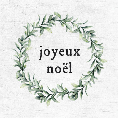 Joyeux Noel Gold Ornate Wood Framed Art Print with Double Matting by Lettered and Lined