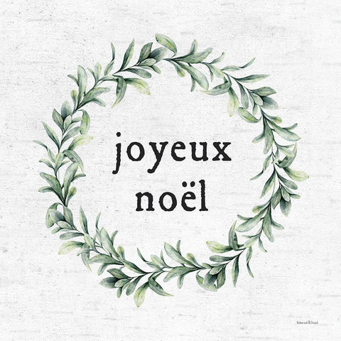 Joyeux Noel Black Ornate Wood Framed Art Print with Double Matting by Lettered and Lined