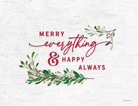 Merry Everything And Happy Always White Modern Wood Framed Art Print with Double Matting by Lettered and Lined
