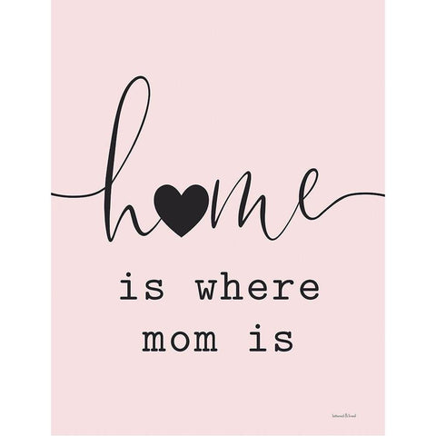 Home is Where Mom Is Black Modern Wood Framed Art Print with Double Matting by Lettered and Lined